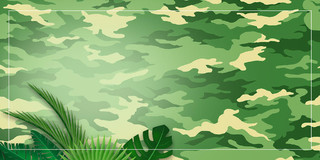 绿色卡通手绘军训剪影野战兵迷彩纹理展板背景迷彩背景